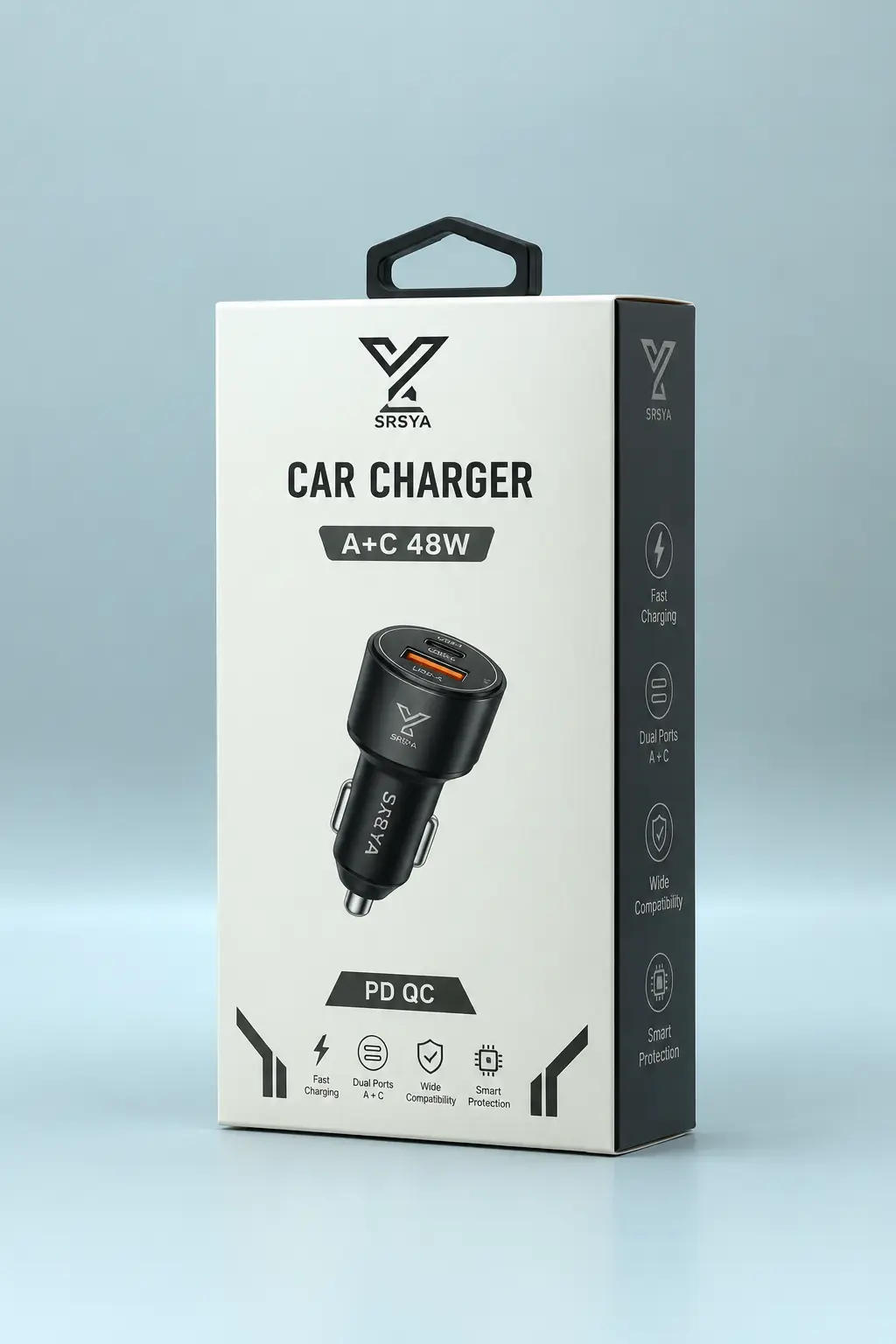 شارژر فندکی 48 وات USB-A و Type-C برند SRSYA مدل CA48 شارژر فندکی 48 وات USB-A و Type-C برند SRSYA مدل CA48