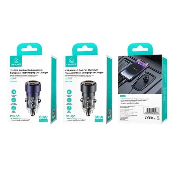 شارژر فندکی ۶۰ وات یوسامز CC208 شارژر فندکی ۶۰ وات یوسامز CC208
