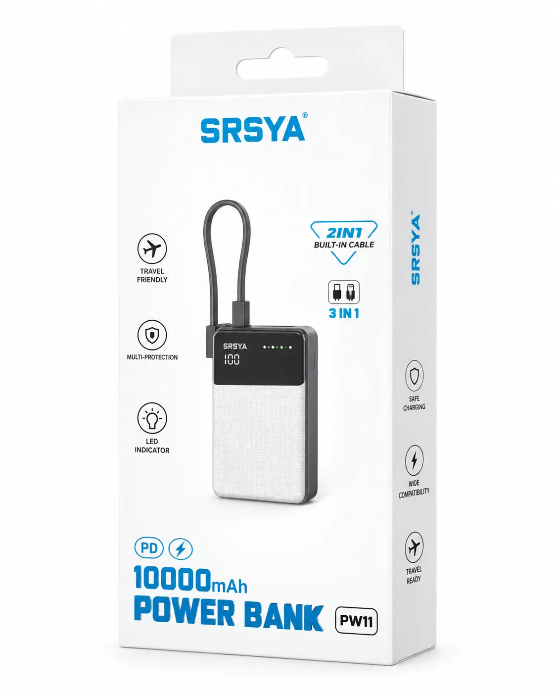 پاوربانک 10000 میلیآمپرساعت برند SRSYA مدل PW11 پاوربانک 10000 میلیآمپرساعت برند SRSYA مدل PW11