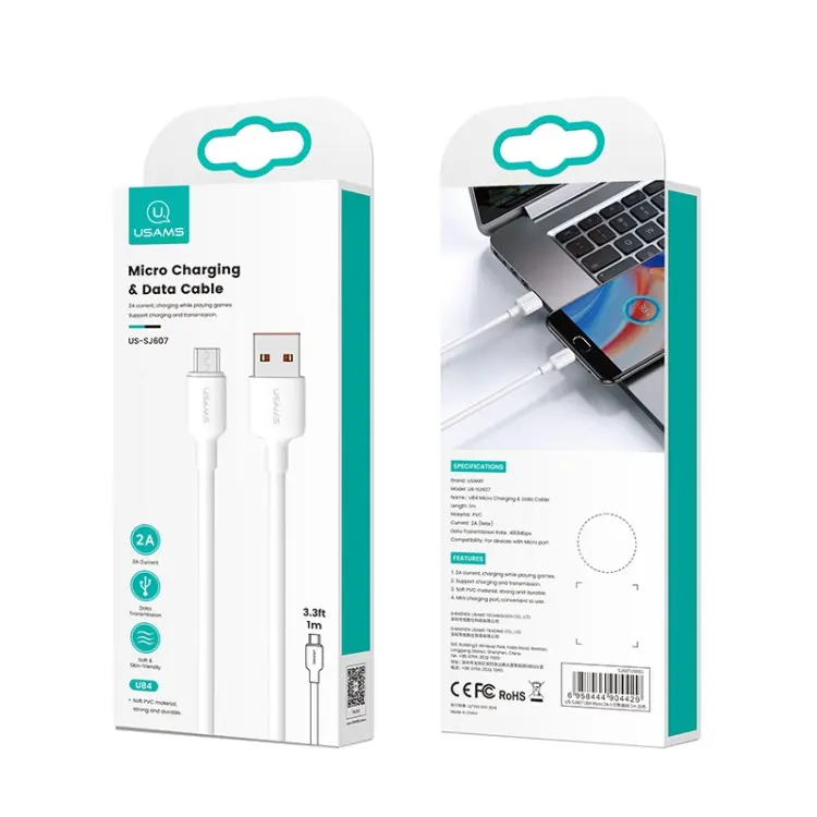کابل میکرو USB ۱ متری یوسامز SJ607 کابل میکرو USB ۱ متری یوسامز SJ607