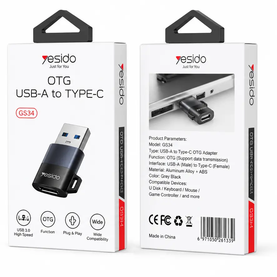 مبدل USB به تایپ سی یسیدو GS34 مبدل USB به تایپ سی یسیدو GS34