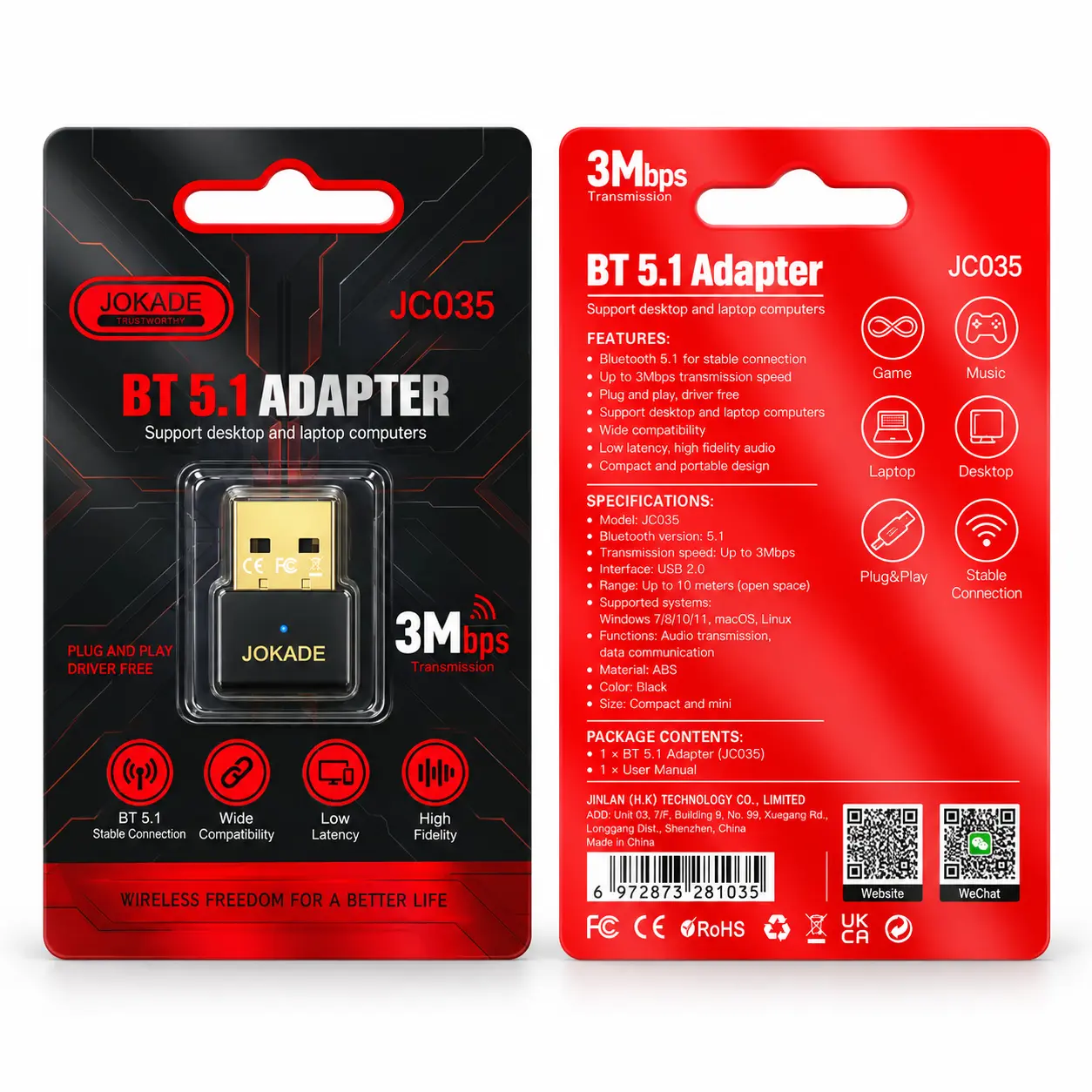 دانگل بلوتوث جوکید JC035 دانگل بلوتوث جوکید JC035